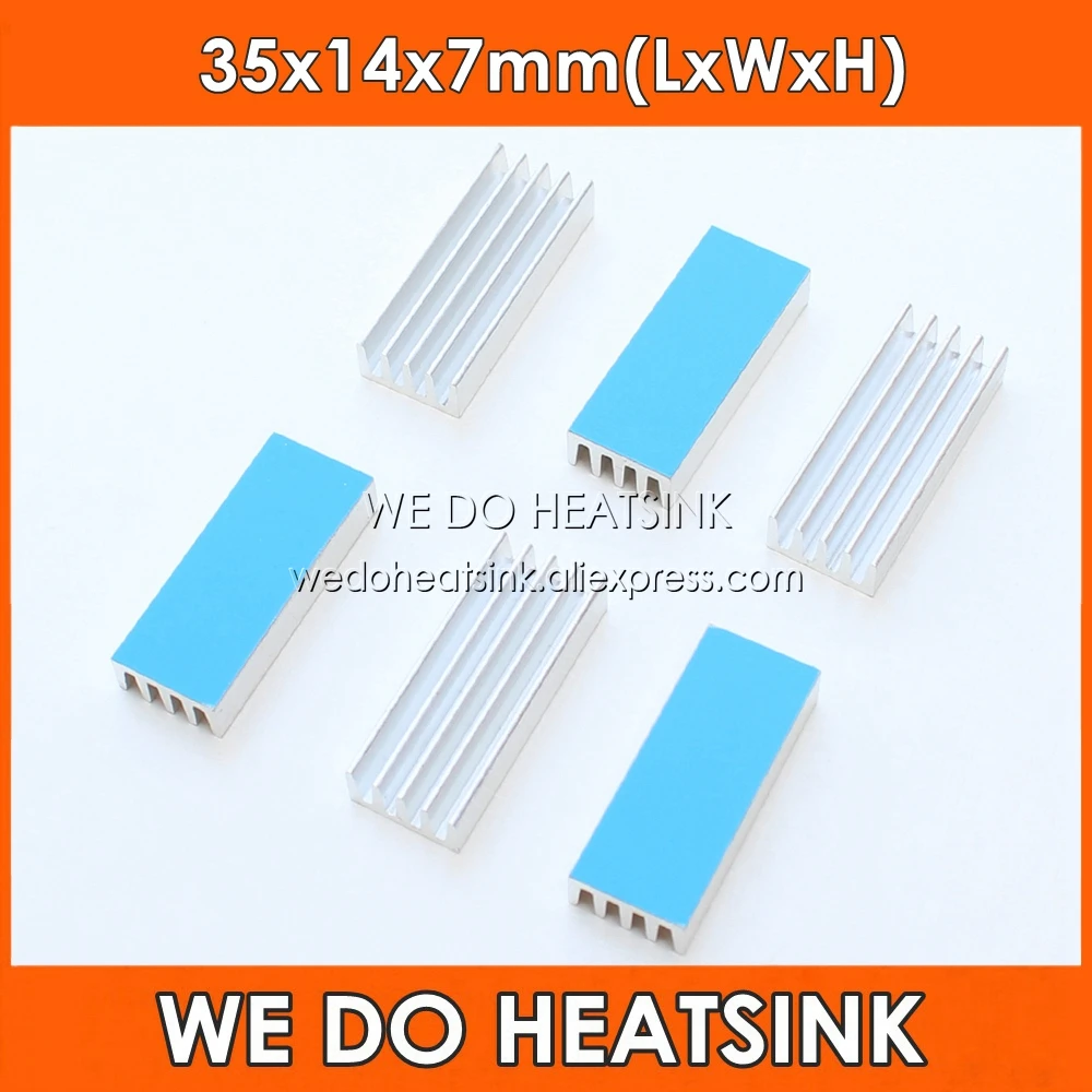 Wholesale 35x14x7mm Extruded Aluminum Heatsink Cooler Radiator With Thermal Conductive Heat Transfer Adhesive Pad
Wholesale 35x14x7mm Extruded Aluminum Heatsink Cooler Radiator With Thermal Conductive Heat Transfer Adhesive Pad