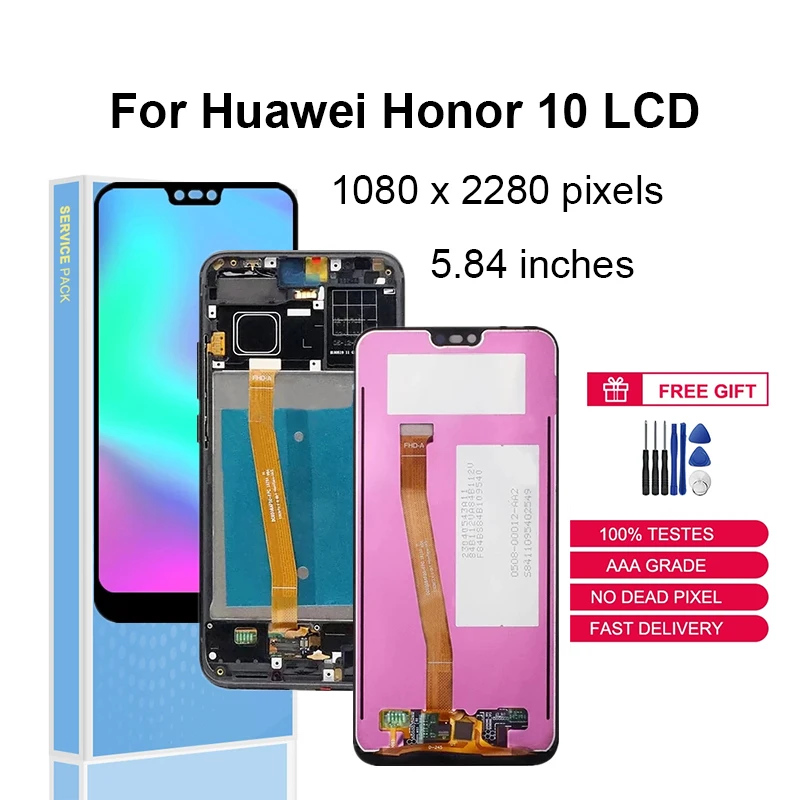 For Huawei Honor 10 LCD Display Touch Screen With Fingerprint Replacement Parts Digitizer Assembly COL-AL10 COL-L29 COL-L9 Frame
For Huawei Honor 10 LCD Display Touch Screen With Fingerprint Replacement Parts Digitizer Assembly COL-AL10 COL-L29 COL-L9 Frame