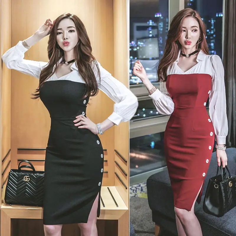S-XL Plus Size 2020 Autumn Work Dress Women Shirt Patchwork Bodycon Pencil Dress Ladies Slim Elegant Korean Dress Woman Vestidos 
S-XL Plus Size 2020 Autumn Work Dress Women Shirt Patchwork Bodycon Pencil Dress Ladies Slim Elegant Korean Dress Woman Vestidos