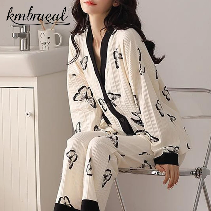 Pajamas for Women Autumn Butterfly Print Cotton Two Pieces Pyjama Set Sleepwear Nightwear Girl Loose Thin Homewear Plus Size 2xl
Pajamas for Women Autumn Butterfly Print Cotton Two Pieces Pyjama Set Sleepwear Nightwear Girl Loose Thin Homewear Plus Size 2xl