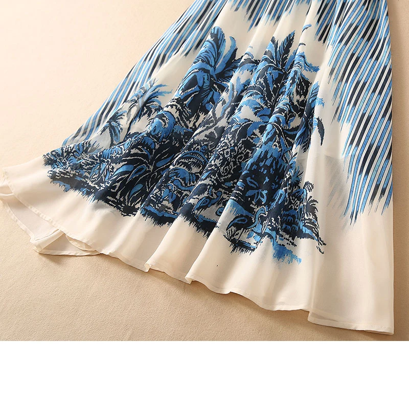 2021 summer women blue dresses striped tree printed women short-sleeve mid-calf dress high quality elegant dress
2021 summer women blue dresses striped tree printed women short-sleeve mid-calf dress high quality elegant dress