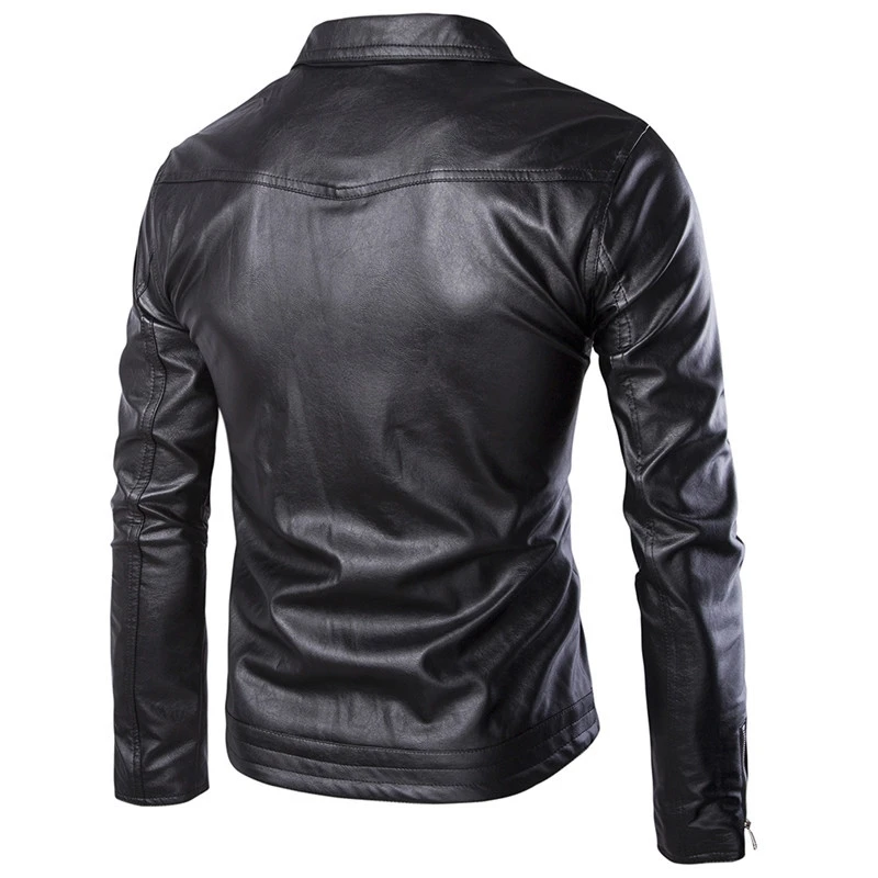 men's High quality fashion lapel locomotive leather, large size solid color slim leather jacket, trend youth men's cycling jacke 
men's High quality fashion lapel locomotive leather, large size solid color slim leather jacket, trend youth men's cycling jacke