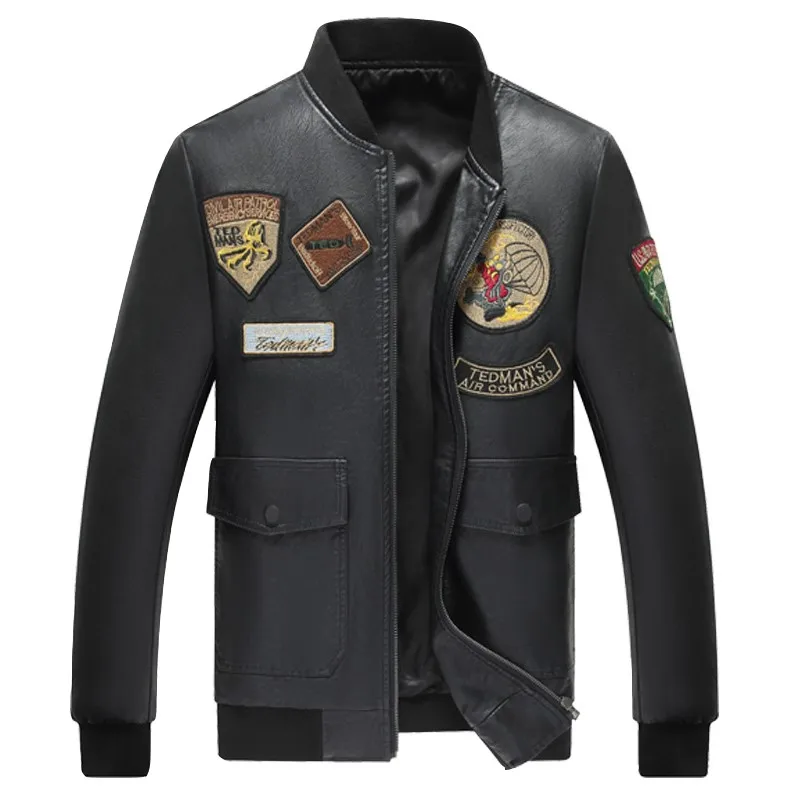 Новинка 2020, модный мужской летный костюм на осень и зиму, кожаная куртка на молнии с вышивкой из искусственной кожи, деловой Повседневный тр... 
Новинка 2020, модный мужской летный костюм на осень и зиму, кожаная куртка на молнии с вышивкой из искусственной кожи, деловой Повседневный тр...