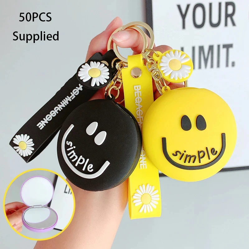 50pcs Creative Cartoon Smiling Face Keychain Cute Soft Rubber Make Up Mirror Women Backpack Car Key Accessories Pendant Keyring
50pcs Creative Cartoon Smiling Face Keychain Cute Soft Rubber Make Up Mirror Women Backpack Car Key Accessories Pendant Keyring
