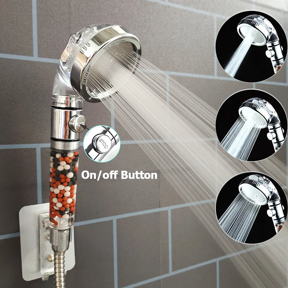 3 Modes Water Saving Handheld Shower Head High Pressure Adjustment Ionic Mineral Anion On/Off Switch Button
3 Modes Water Saving Handheld Shower Head High Pressure Adjustment Ionic Mineral Anion On/Off Switch Button