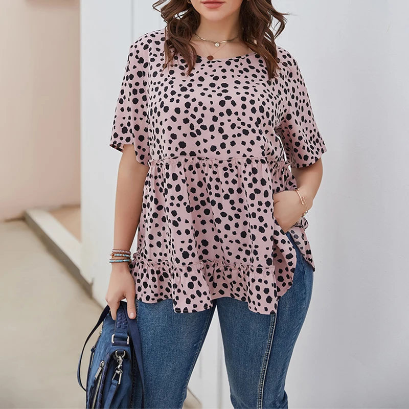 Chifirena Large Size Women's Tunic Polka Dot Summer Women Blouse Shirt Top Woman Sexy Short Sleeve Tops Tunics for Women Shirts
Chifirena Large Size Women's Tunic Polka Dot Summer Women Blouse Shirt Top Woman Sexy Short Sleeve Tops Tunics for Women Shirts