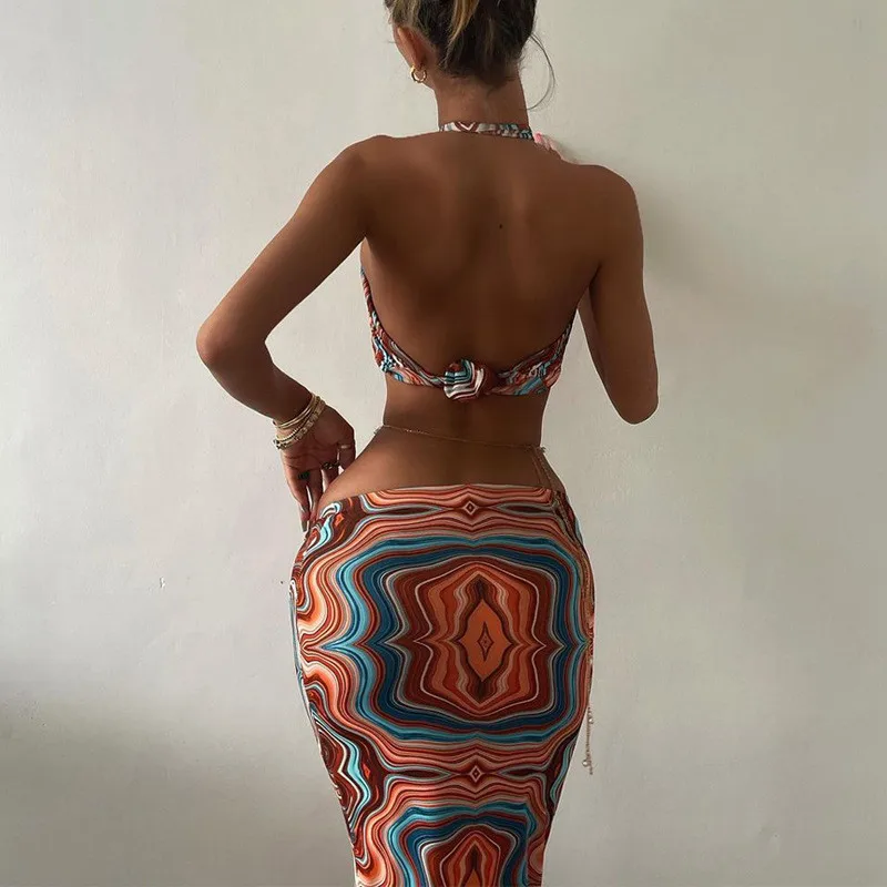 Ahagaga 2021 Sexy Print Tracksuit Woman Two Piece Boho Outfit Suits Halter Bandage Tanks And Ruched Midi Skirts Matching Sets
Ahagaga 2021 Sexy Print Tracksuit Woman Two Piece Boho Outfit Suits Halter Bandage Tanks And Ruched Midi Skirts Matching Sets