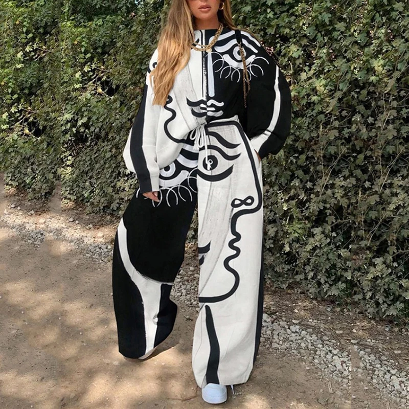 Vintage Print Two Piece Set Plus Size Women Long Sleeve Pants Pullover Streetwear Casual Loose Fashion Clothes Spring Fall 2021
Vintage Print Two Piece Set Plus Size Women Long Sleeve Pants Pullover Streetwear Casual Loose Fashion Clothes Spring Fall 2021