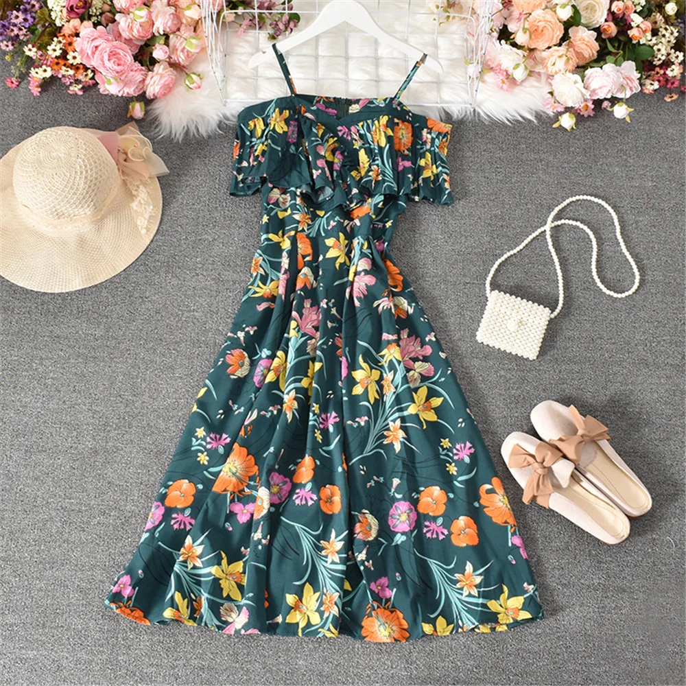 Women Floral Beach Holiday Dress Summer One Shoulder Fashion Sexy Sling High Waist Dress Strapless Sundress Female Clothes 2021
Women Floral Beach Holiday Dress Summer One Shoulder Fashion Sexy Sling High Waist Dress Strapless Sundress Female Clothes 2021