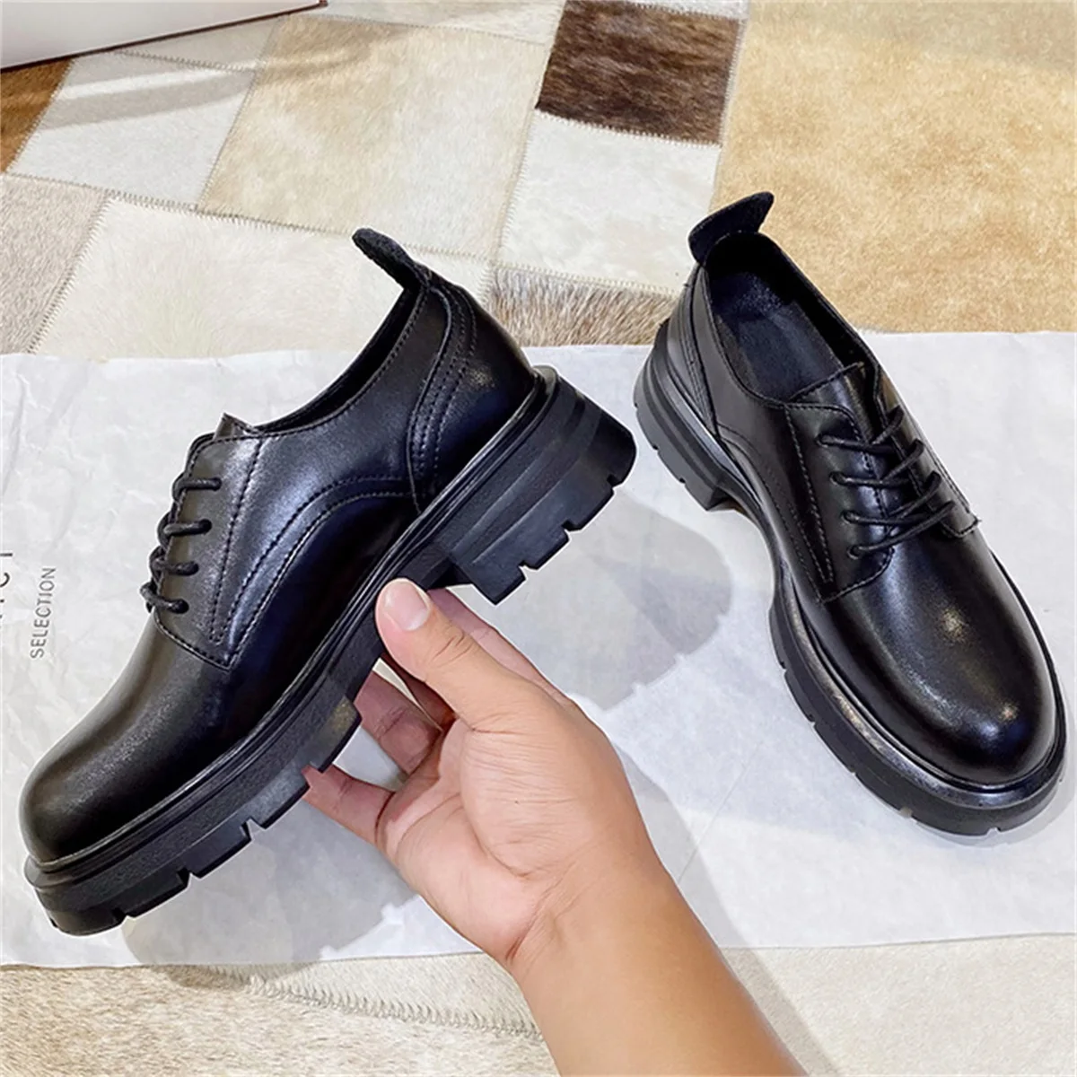 New Genuine Leather Women Shoes Spring Autumn Thick-Soled Lace-Up Casual Round Toe Women's Loafers
New Genuine Leather Women Shoes Spring Autumn Thick-Soled Lace-Up Casual Round Toe Women's Loafers