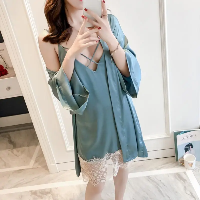 Female Robe Suit Summer Pajamas Lace Pajamas Sexy Satin Kimono Bathrobe Bride Bride Bridesmaid Wedding Pajamas M-XL
Female Robe Suit Summer Pajamas Lace Pajamas Sexy Satin Kimono Bathrobe Bride Bride Bridesmaid Wedding Pajamas M-XL