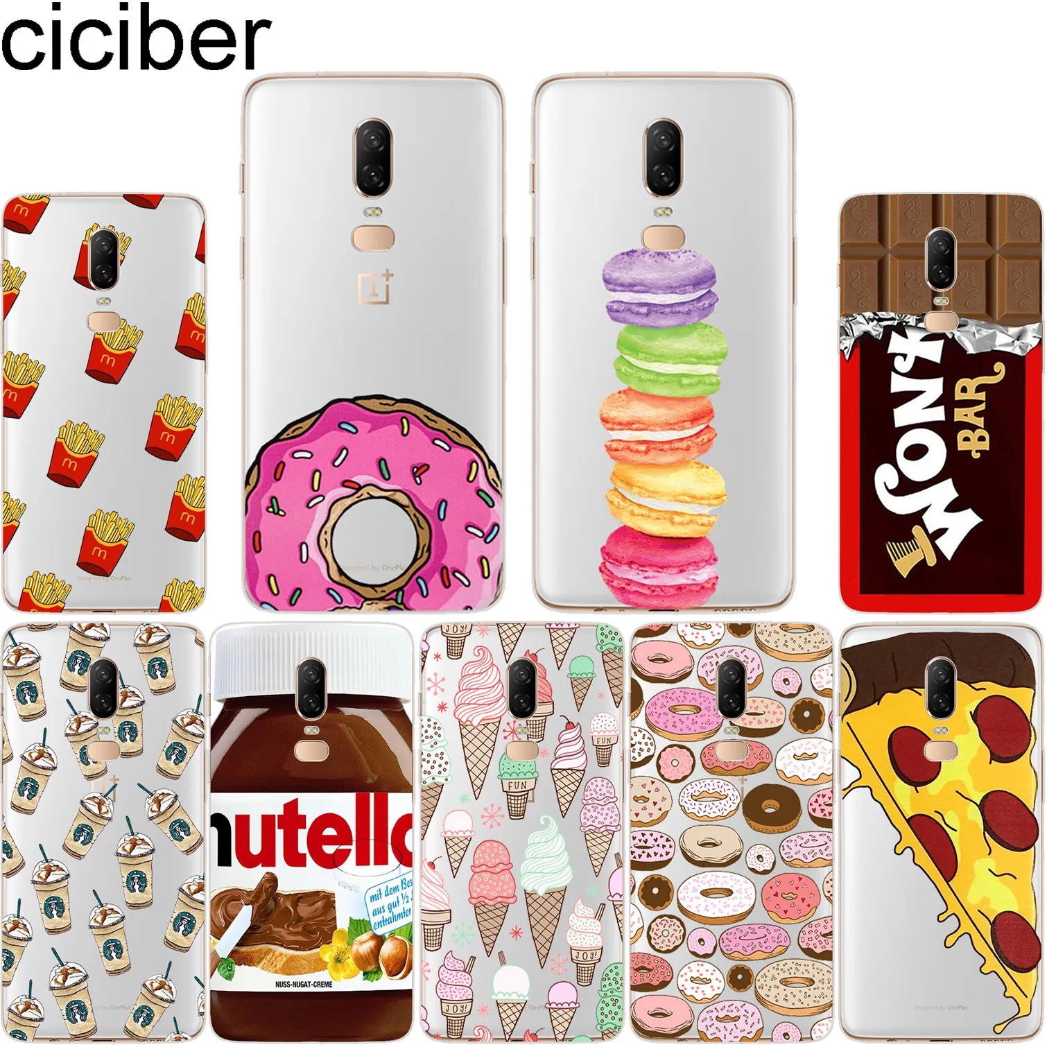 Ciciber мультфильм смешная еда Макарон для Oneplus 6 6T 5 T Мягкие Силиконовые телефонные