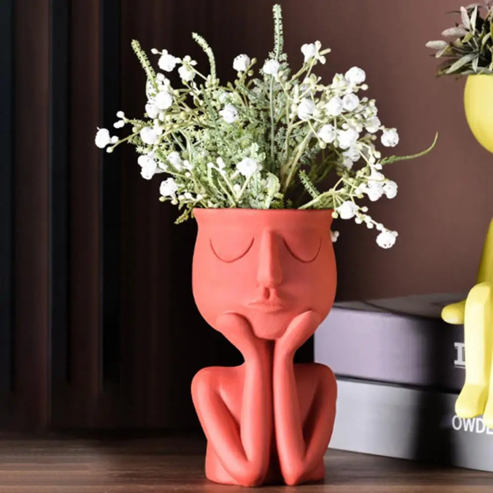 

Керамический горшок с изображением Человека, ваза для цветов, кашпо, настольное украшение, скульптура, украшение для стола, вазы для цветов, ...