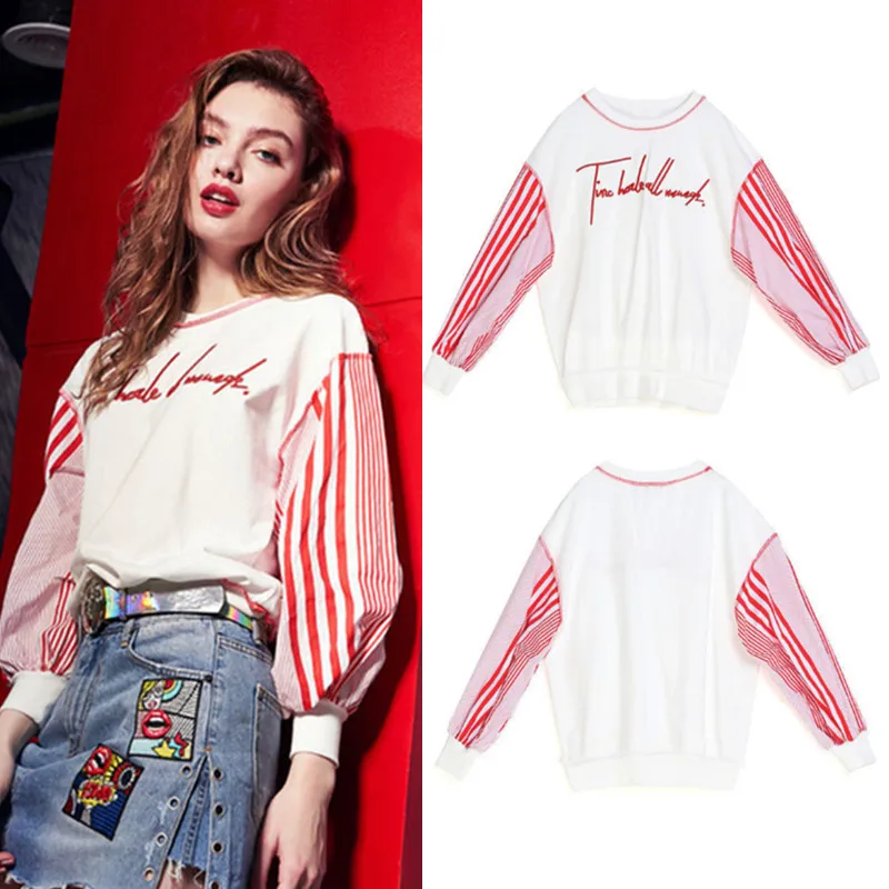 Spring Long Batwing Sleeve Woman Blouses Pullovers Stripped Patchwork Shirts O Neck New Blousa Letters Shirts Women Tops SY333
Spring Long Batwing Sleeve Woman Blouses Pullovers Stripped Patchwork Shirts O Neck New Blousa Letters Shirts Women Tops SY333