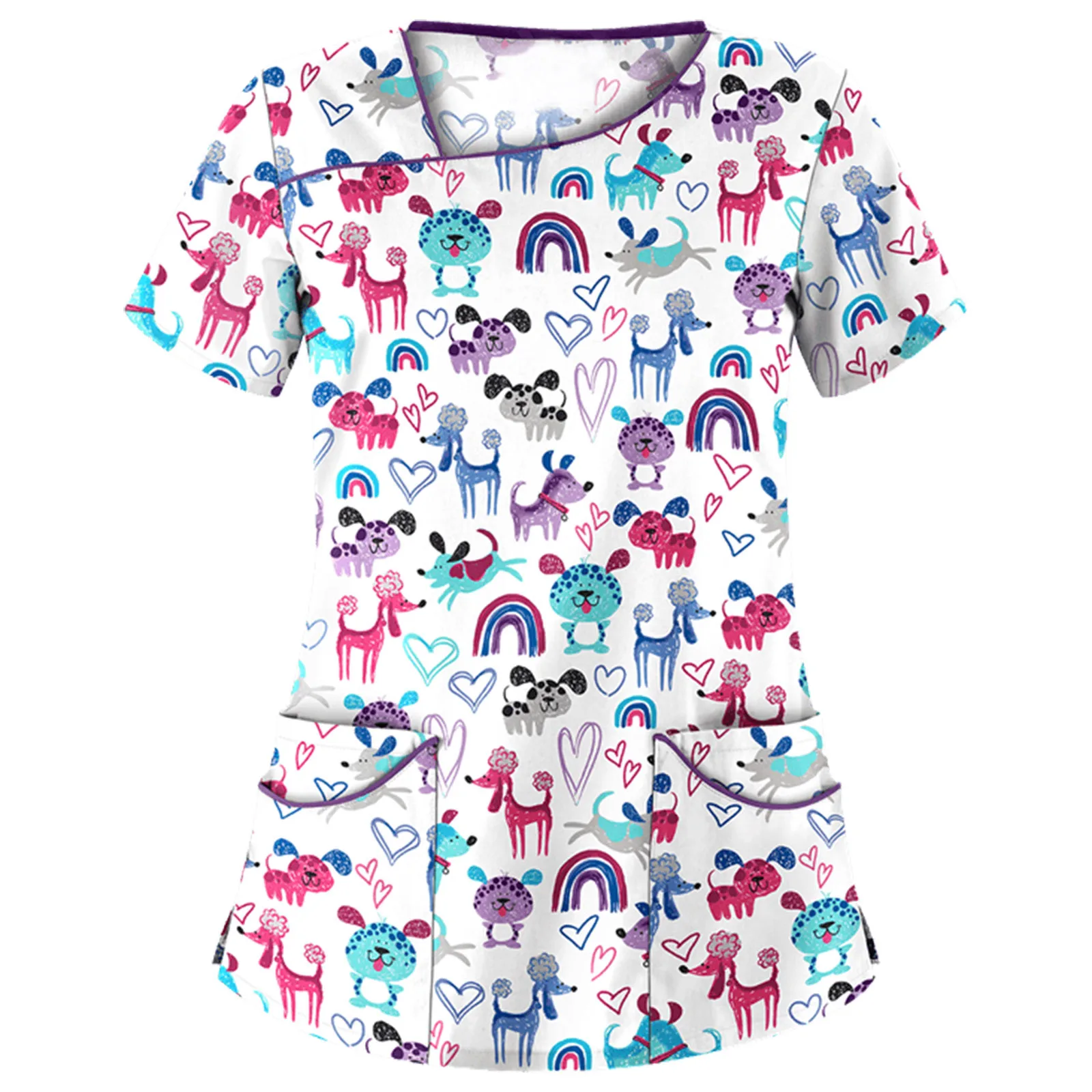 Women Short Sleeve Neck Tops Working Uniform Blouse Nurse Floral Uniforme Femenino
Women Short Sleeve Neck Tops Working Uniform Blouse Nurse Floral Uniforme Femenino