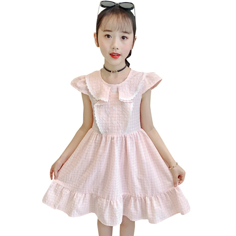 Children Dresses Preppy Style Leisure Short Sleeve Kids Clothes Girls Dress Green Pink Colors Princess Lace Plaid Summer Dress
Children Dresses Preppy Style Leisure Short Sleeve Kids Clothes Girls Dress Green Pink Colors Princess Lace Plaid Summer Dress