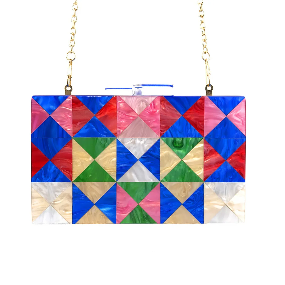 Women Messenger Bags Brand Fashion Luxury Acrylic Geometric Lattice Patchwork Handbag Party Prom Clutch Woman Evening Bag
Women Messenger Bags Brand Fashion Luxury Acrylic Geometric Lattice Patchwork Handbag Party Prom Clutch Woman Evening Bag