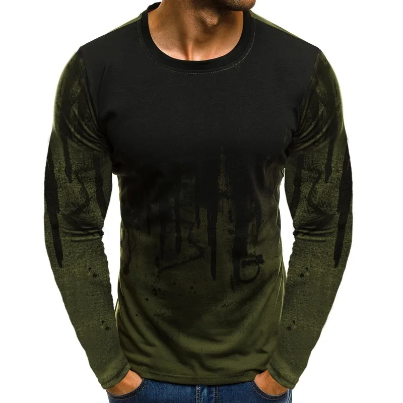 Мужские футболки модная новинка 2021 Спортивная камуфляжная футболка с длинным