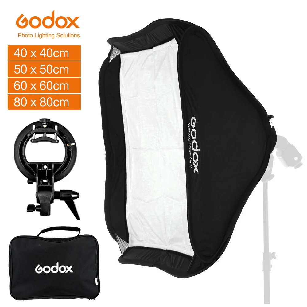 GODOX 40x40/50x50/60x60/80x80cm Softbox with S Type Bracket Stable Bowens Mount Flash Bracket Mount Foldable Softbox Kit
GODOX 40x40/50x50/60x60/80x80cm Softbox with S Type Bracket Stable Bowens Mount Flash Bracket Mount Foldable Softbox Kit