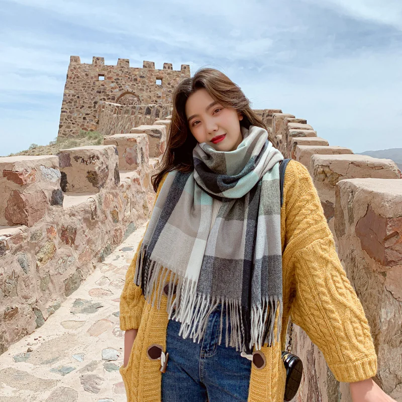 Korean plaid scarf women INS wild thick cashmere scarf gift autumn and winter warm shawl Myrtle store
Korean plaid scarf women INS wild thick cashmere scarf gift autumn and winter warm shawl Myrtle store