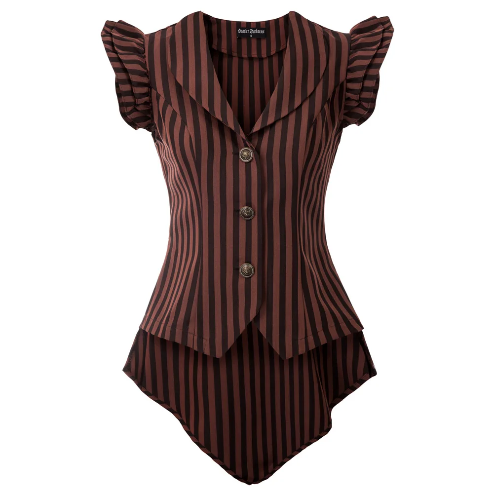 SD Women's Striped Vest Coat Autumn Clothes Stylish Flutter Sleeves Vintage Lapel Collar High-Low Hem Steampunk Female
SD Women's Striped Vest Coat Autumn Clothes Stylish Flutter Sleeves Vintage Lapel Collar High-Low Hem Steampunk Female