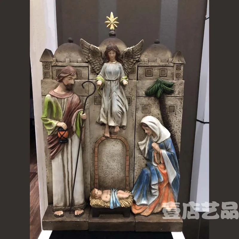 Святая семья, Дева Мария, святой отец, ангел, религиозное кормушка, групповое украшение, высококачественные изделия из смолы
Святая семья, Дева Мария, святой отец, ангел, религиозное кормушка, групповое украшение, высококачественные изделия из смолы