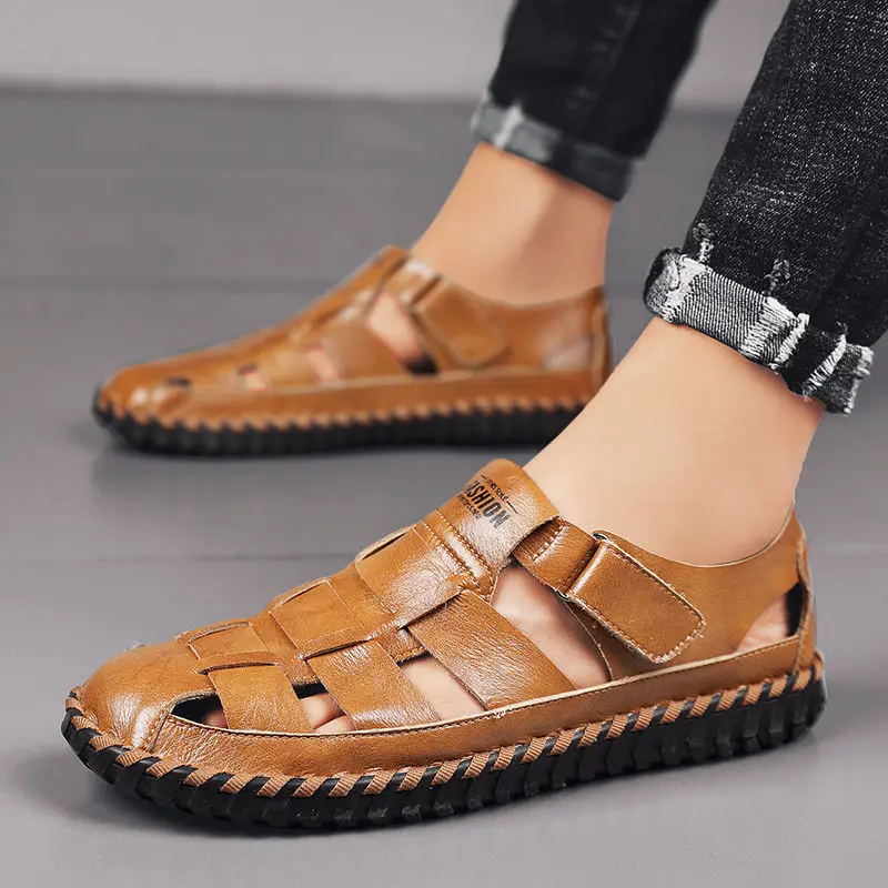 Men's Leather Sandals Summer Leather Casual Hollow And Breathable Sandals Fashion Retro Style Wading Beach Shoe
Men's Leather Sandals Summer Leather Casual Hollow And Breathable Sandals Fashion Retro Style Wading Beach Shoe