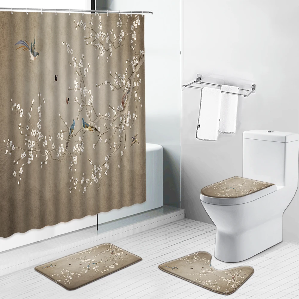 Flower Bird White Background Shower Curtain Chinese Style Floral Scenery Bathroom Decor Carpet Anti-Slip Bath Mat Toilet Rug Set
Flower Bird White Background Shower Curtain Chinese Style Floral Scenery Bathroom Decor Carpet Anti-Slip Bath Mat Toilet Rug Set