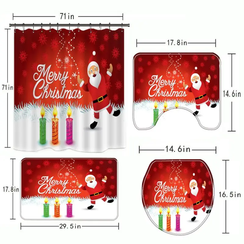 Christmas Day Home Happy Shower Bathroom Products Printing Shower Curtain Bathroom Floor Base Toilet Mat Combination Set
Christmas Day Home Happy Shower Bathroom Products Printing Shower Curtain Bathroom Floor Base Toilet Mat Combination Set