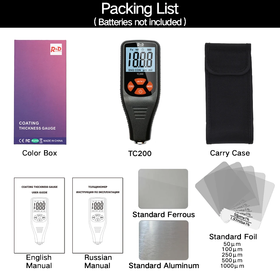 Coating Thickness Gauge 0.1 micron/0-1500 Car Paint Film Thickness Tester Measuring FE/NFE Russian Manual Paint Tool
Coating Thickness Gauge 0.1 micron/0-1500 Car Paint Film Thickness Tester Measuring FE/NFE Russian Manual Paint Tool