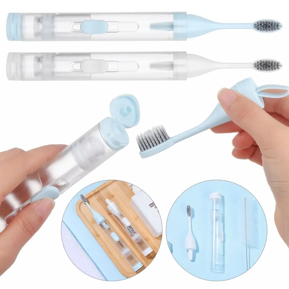 

Oral Tongue Cleaner Portable Tongue Brush Soft Tooth Clean Tools Hold Toothpaste Outdoor Tooth Brush Folding Toothbrush