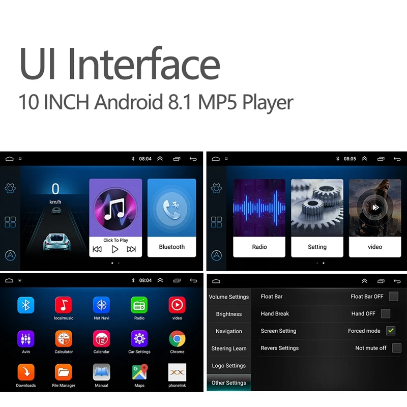 10 Inch Adjustable Car Stereo Radio 1DIN Android 8.1 MP5 Player 1080P Quad-Core GPS Navigation Car MP5 Player