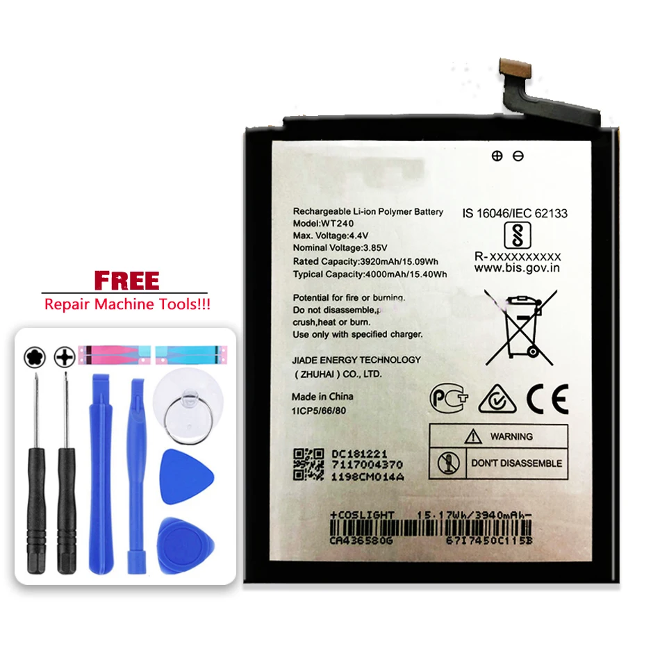 4000mAh WT240 Battery For Nokia 5.3 53 Nokia5.3 TA-1154 TA-1156 WT 240 TA 154 1156 Mobile Phone Bateria + Free tool
4000mAh WT240 Battery For Nokia 5.3 53 Nokia5.3 TA-1154 TA-1156 WT 240 TA 154 1156 Mobile Phone Bateria + Free tool
