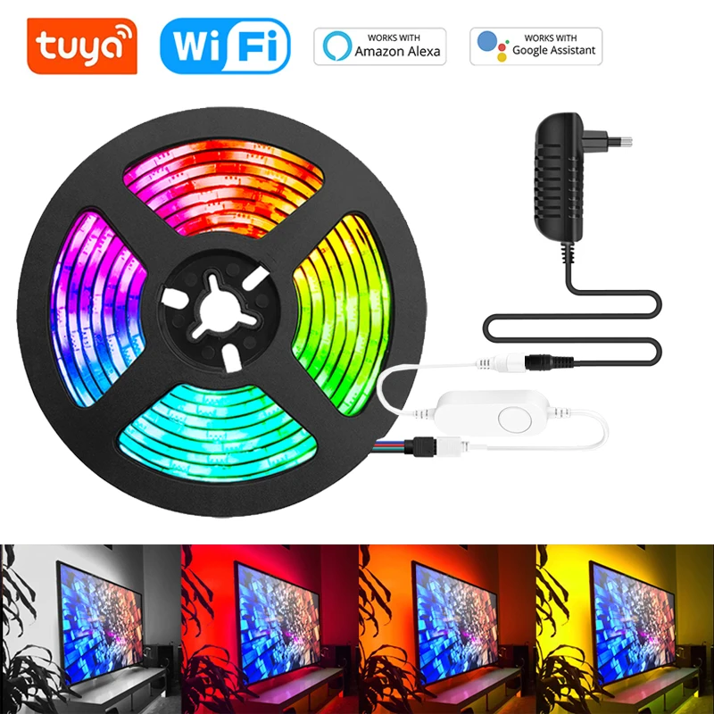 LED Light Strips Tuya Smart WIFI Controller Flexible RGB 5050 Decoration BackLight Lamp Night light 60leds/m APP Voice for Alexa
LED Light Strips Tuya Smart WIFI Controller Flexible RGB 5050 Decoration BackLight Lamp Night light 60leds/m APP Voice for Alexa