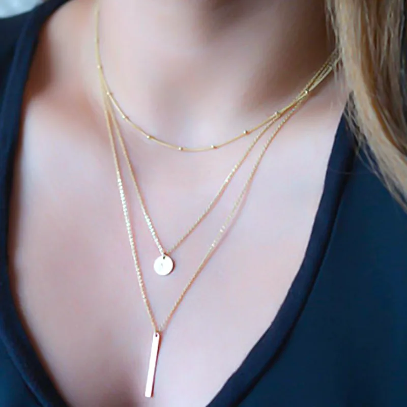 New Copper Beads Choker Chain Necklace Simple Sequin Metal Strip Multi-layer Pendant Necklaces for Women Jewelry
New Copper Beads Choker Chain Necklace Simple Sequin Metal Strip Multi-layer Pendant Necklaces for Women Jewelry