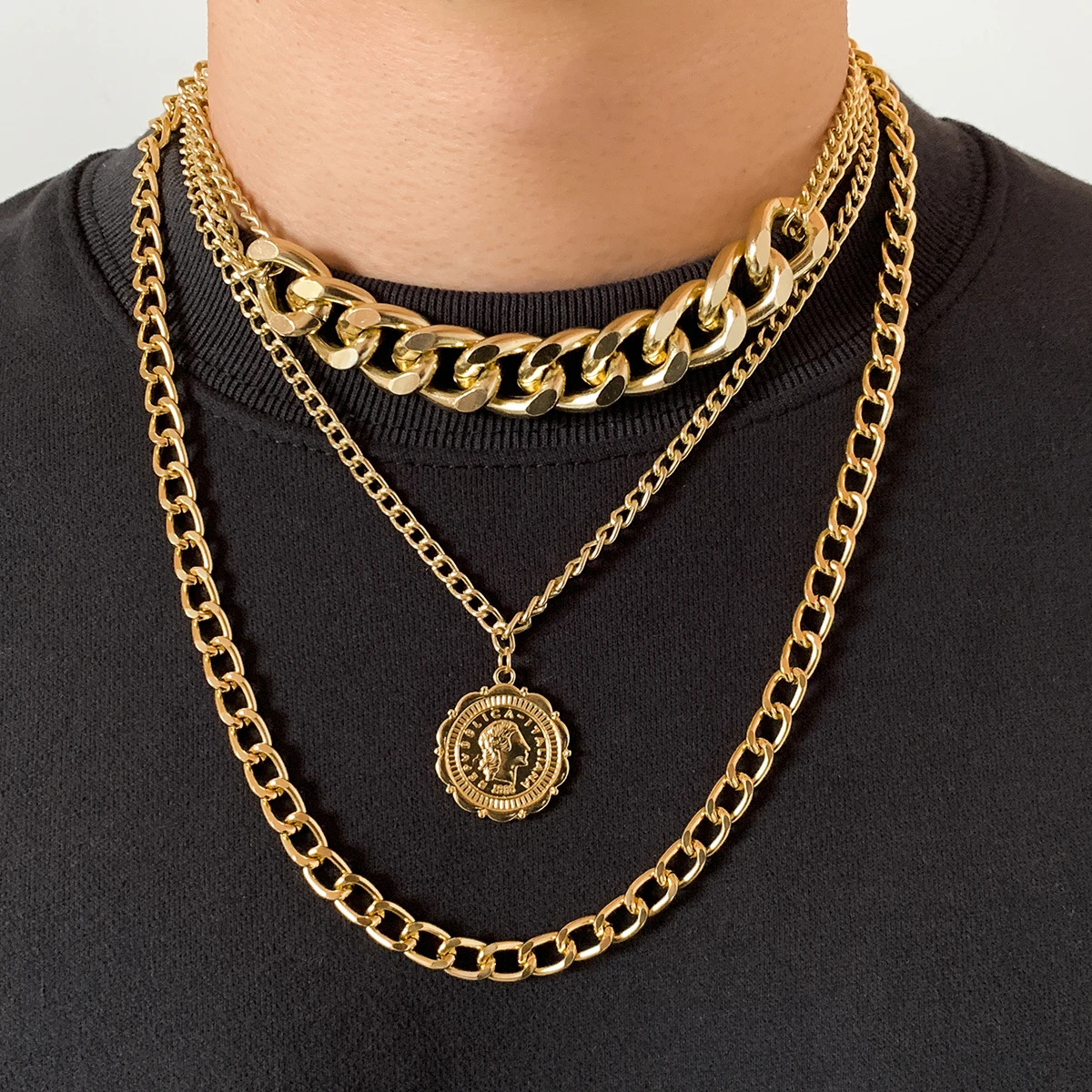 Ingemark Punk Miami Cuban Portrait Coin Pendant Necklace for Women Steampunk Men Multilayer Chunky Chains Neck Grunge Jewlery
Ingemark Punk Miami Cuban Portrait Coin Pendant Necklace for Women Steampunk Men Multilayer Chunky Chains Neck Grunge Jewlery