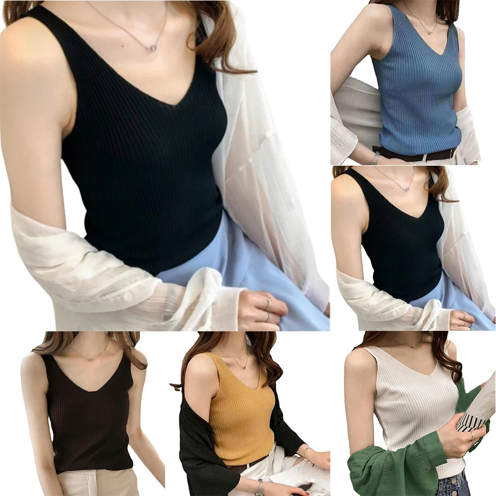 Women Summer V-neck Sleeveless Solid Color Beach Wide Shoulder Strap Casual Vest
Women Summer V-neck Sleeveless Solid Color Beach Wide Shoulder Strap Casual Vest