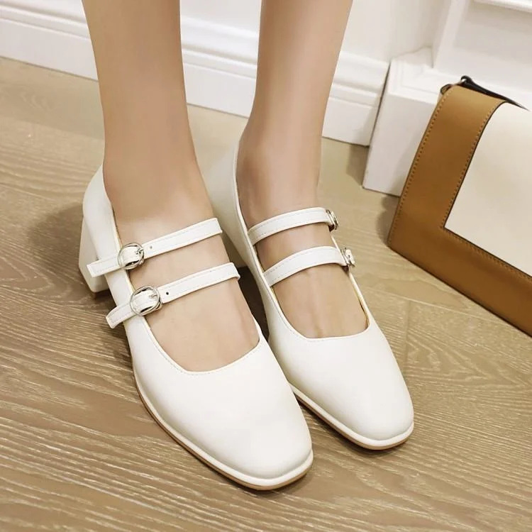 Thick Heel Single Shoes Women's Patent Leather Two Word Buckle White Black Shallow Mouth Grandma Mary Jane
Thick Heel Single Shoes Women's Patent Leather Two Word Buckle White Black Shallow Mouth Grandma Mary Jane
