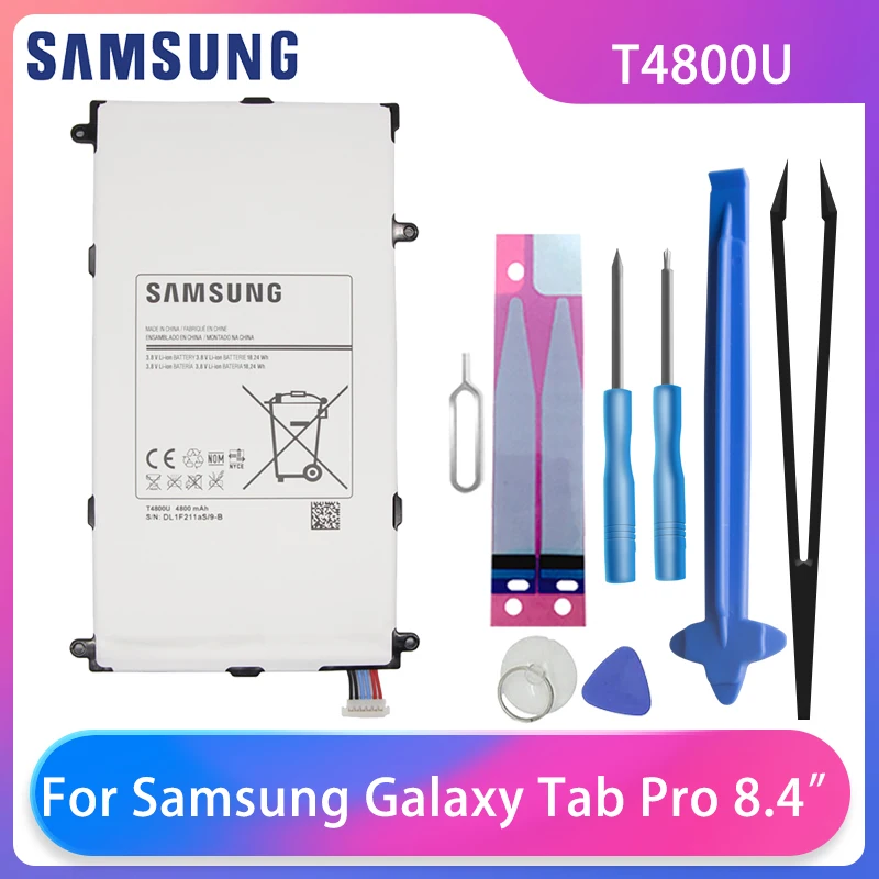 Original Samsung Galaxy Tab Pro 8.4" T320 SM-T321 T325 T321 Tablet Battery T4800U T4800E 4800mAh Samsung Batteries Free Tools
Original Samsung Galaxy Tab Pro 8.4" T320 SM-T321 T325 T321 Tablet Battery T4800U T4800E 4800mAh Samsung Batteries Free Tools