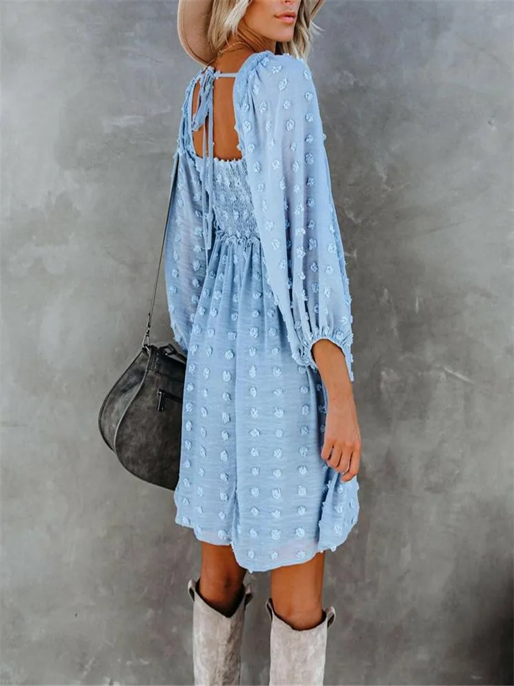 Retro Women Solid Color Printed Dress Loose A-Line Long Puff Sleeve High-Waist Lace-Up Elegant French Style Clothes Vestidos
Retro Women Solid Color Printed Dress Loose A-Line Long Puff Sleeve High-Waist Lace-Up Elegant French Style Clothes Vestidos