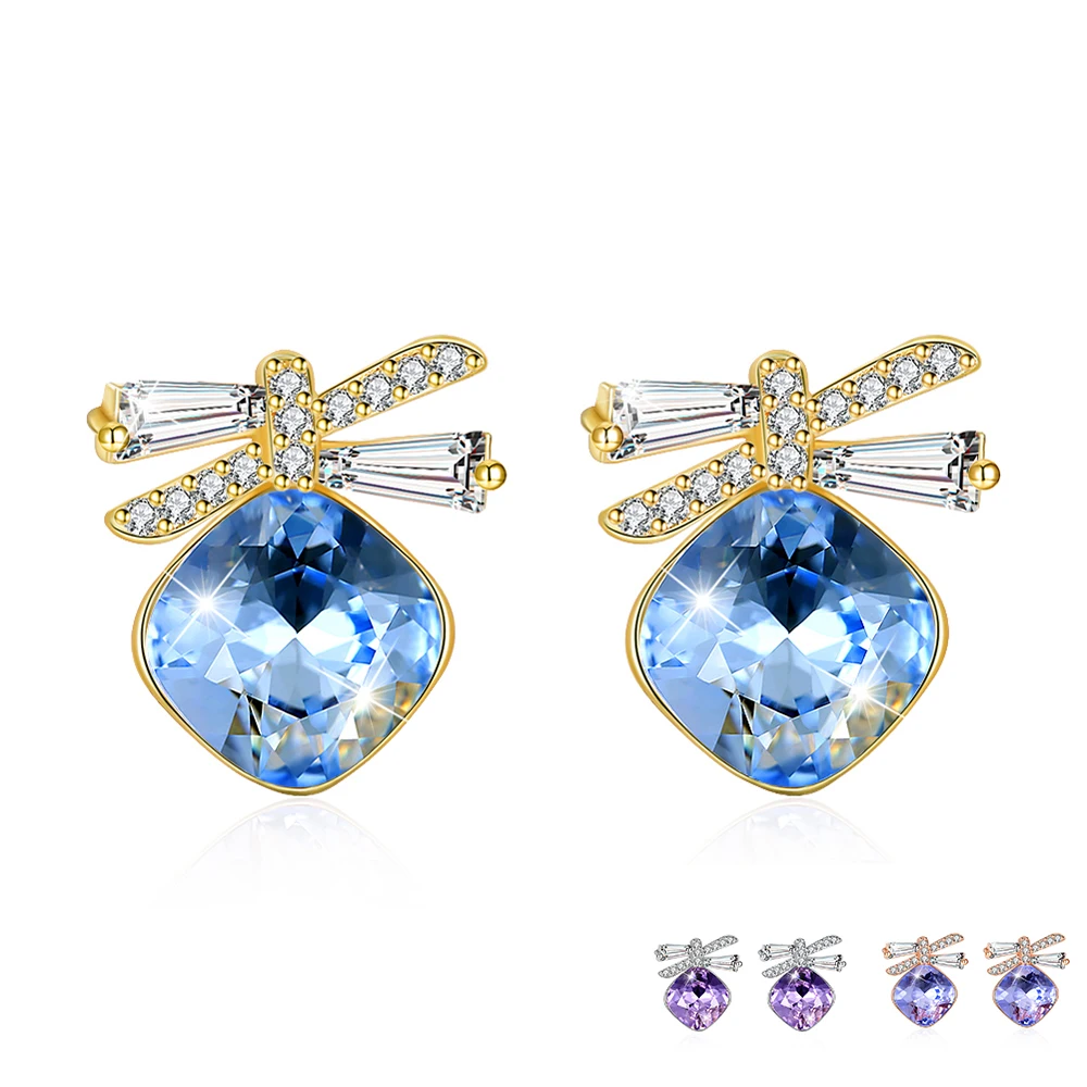 SILVERHOO 925 Sterling Silver Stud Earrings For Girl Austria Crystal Romantic Bowknot Women Earring Wedding Fine Jewelry
SILVERHOO 925 Sterling Silver Stud Earrings For Girl Austria Crystal Romantic Bowknot Women Earring Wedding Fine Jewelry