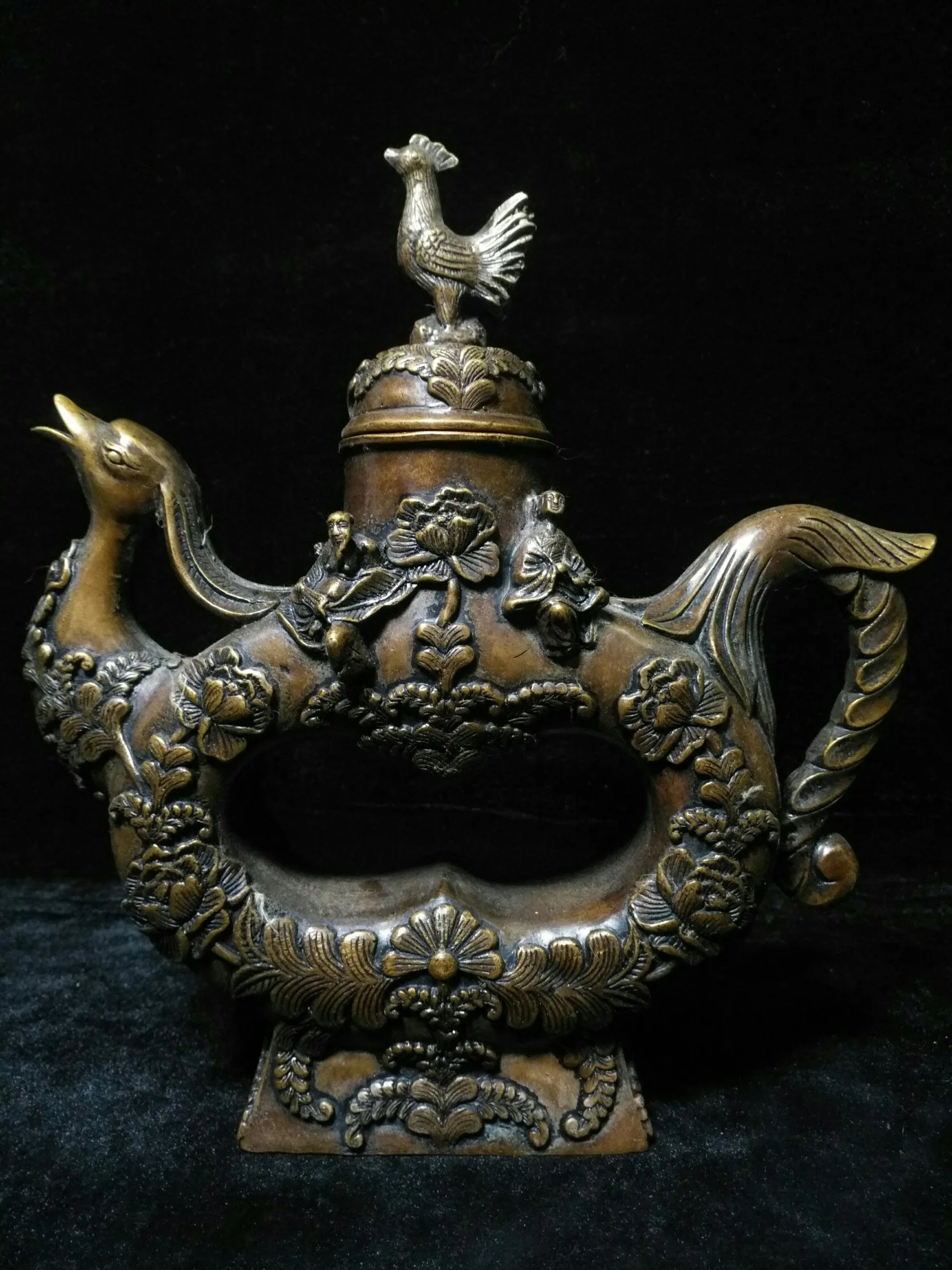Home Decor 11" Tibet Buddhism Old bronze Fenghuang Buddha Statue flagon kettle teapot Peacock Spout Ornaments
Home Decor 11" Tibet Buddhism Old bronze Fenghuang Buddha Statue flagon kettle teapot Peacock Spout Ornaments