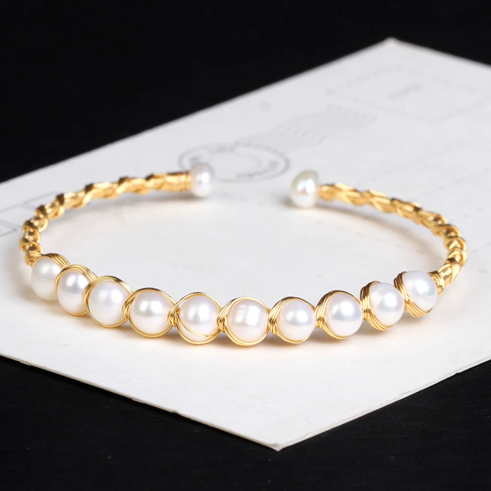 Freshwater Pearl Cuff Bracelets Bangles Jewelry for Women Luxury Pink Pearl Beads Handmade Braided Alloy Wire Bracelet Dropship
Freshwater Pearl Cuff Bracelets Bangles Jewelry for Women Luxury Pink Pearl Beads Handmade Braided Alloy Wire Bracelet Dropship