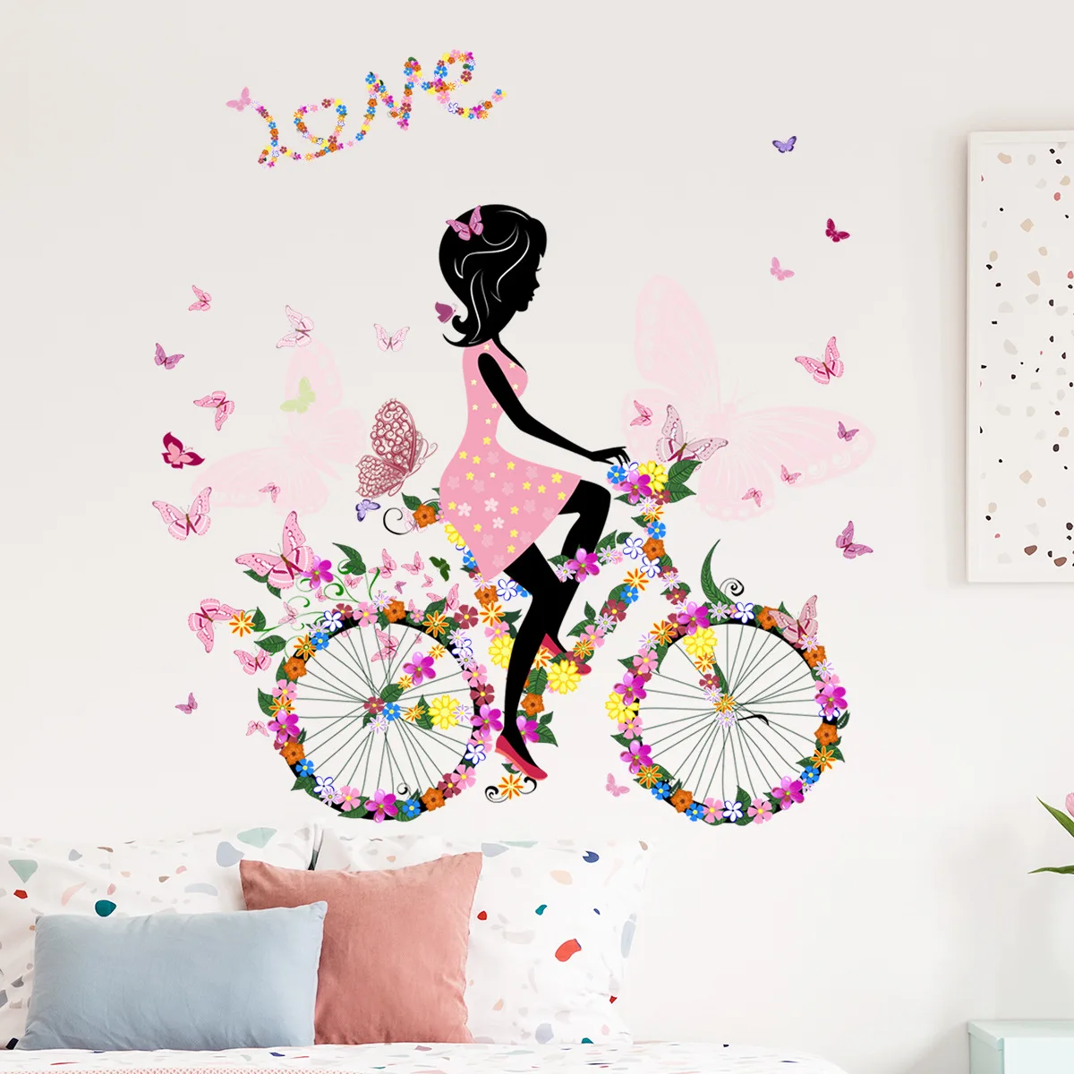 Girl riding a flower bicycle wall sticker balloon butterfly decoration sticker living room bedroom
Girl riding a flower bicycle wall sticker balloon butterfly decoration sticker living room bedroom
