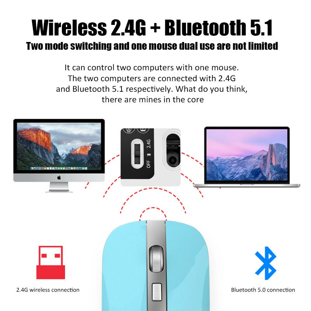 2.4g Wireless Bluetooth Rechargeable Mice 5.1 Dual Mode Wireless Led Mouse Slim Silent For Laptop Pc Computer Home Office Supply
2.4g Wireless Bluetooth Rechargeable Mice 5.1 Dual Mode Wireless Led Mouse Slim Silent For Laptop Pc Computer Home Office Supply