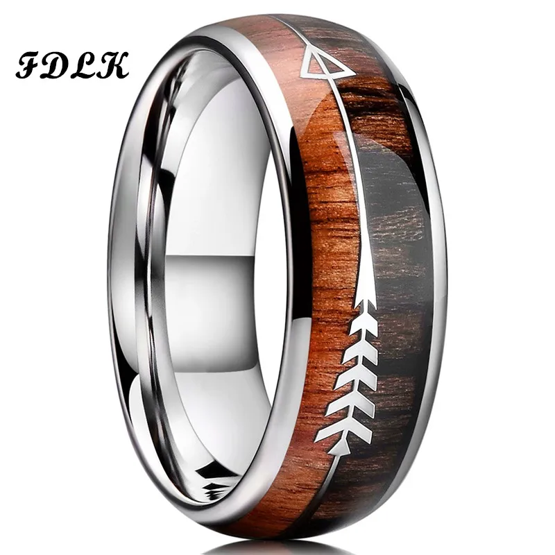 FDLK 8MM Men's Fashion Stainless Steel Ring Koa Wood Inlaid Arrow Engagement Band Wedding Jewelry Gift For Him 
FDLK 8MM Men's Fashion Stainless Steel Ring Koa Wood Inlaid Arrow Engagement Band Wedding Jewelry Gift For Him