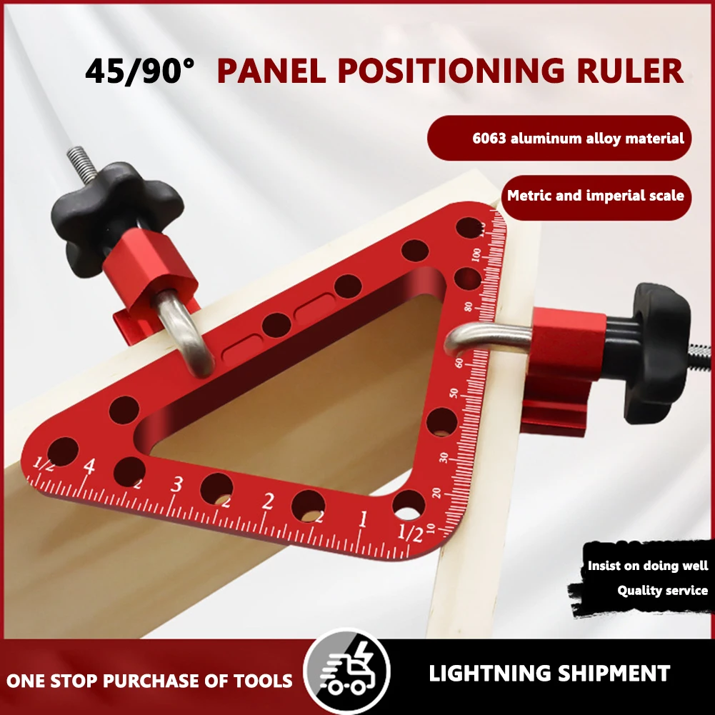 

Woodworking 45/90 Degrees Auxiliary Fixture Ruler Splicing Board Panel Positioner Carpenter Triangle Fixed Clip Clamp Jig Tool