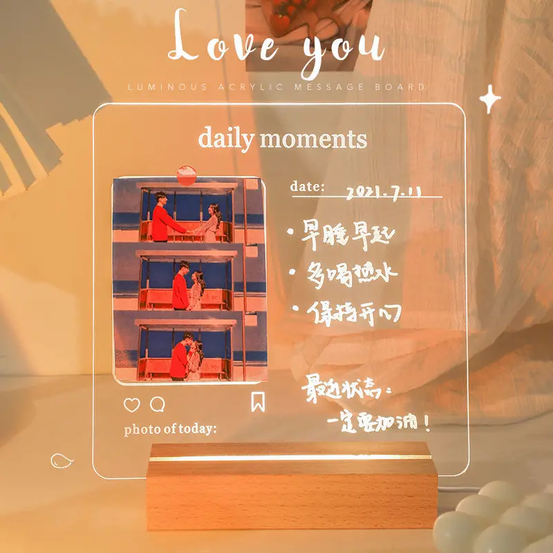 Christmas present Acrylic luminous erasable message board Acrylic note board household reminder memo desktop bedside photograph
Christmas present Acrylic luminous erasable message board Acrylic note board household reminder memo desktop bedside photograph