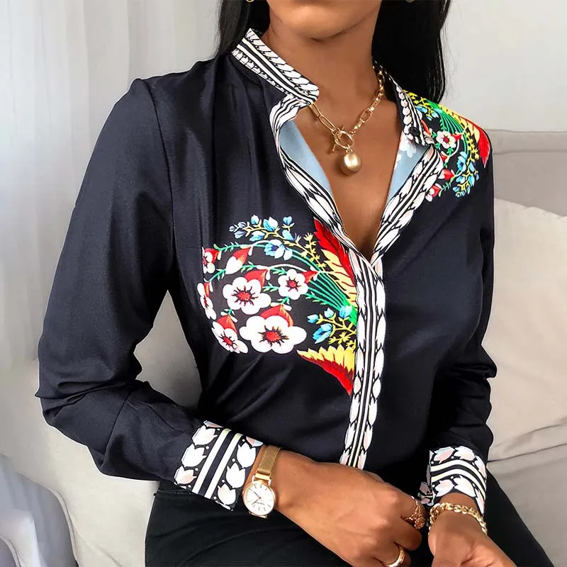 2021 Summer Floral Print Blouse Women Clothes Stand Collar Long Sleeve Office Lady Shirts Tops Female Casual Plus Size Blouses
2021 Summer Floral Print Blouse Women Clothes Stand Collar Long Sleeve Office Lady Shirts Tops Female Casual Plus Size Blouses