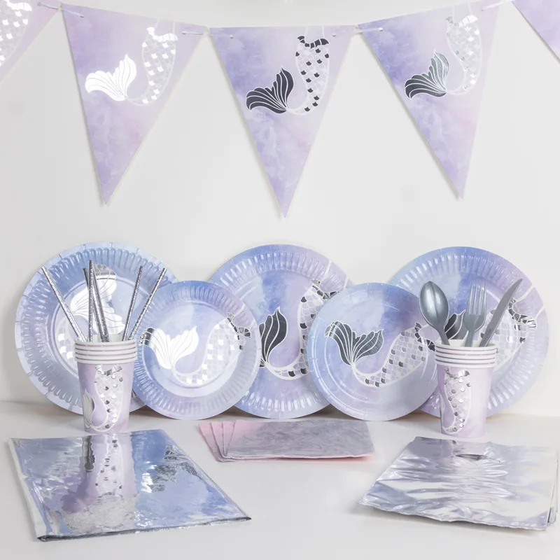 Mermaid Disposable Tableware Set Paper Cup Plate Hot Silver Wedding Birthday Party Supplies Decoration Children's Day Gift
Mermaid Disposable Tableware Set Paper Cup Plate Hot Silver Wedding Birthday Party Supplies Decoration Children's Day Gift